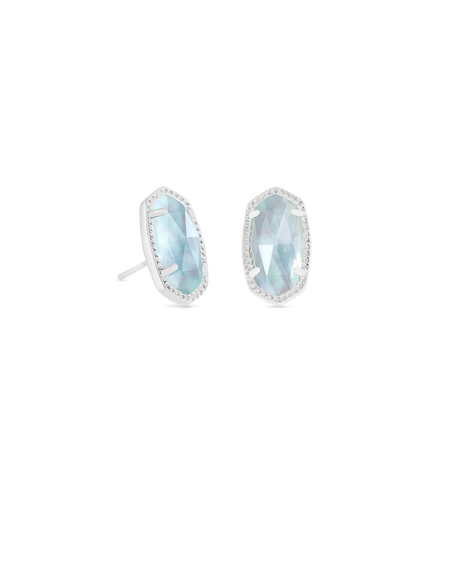 Kendra Scott  Ellie Stud Earrings Rhodium Light Blue Illusion