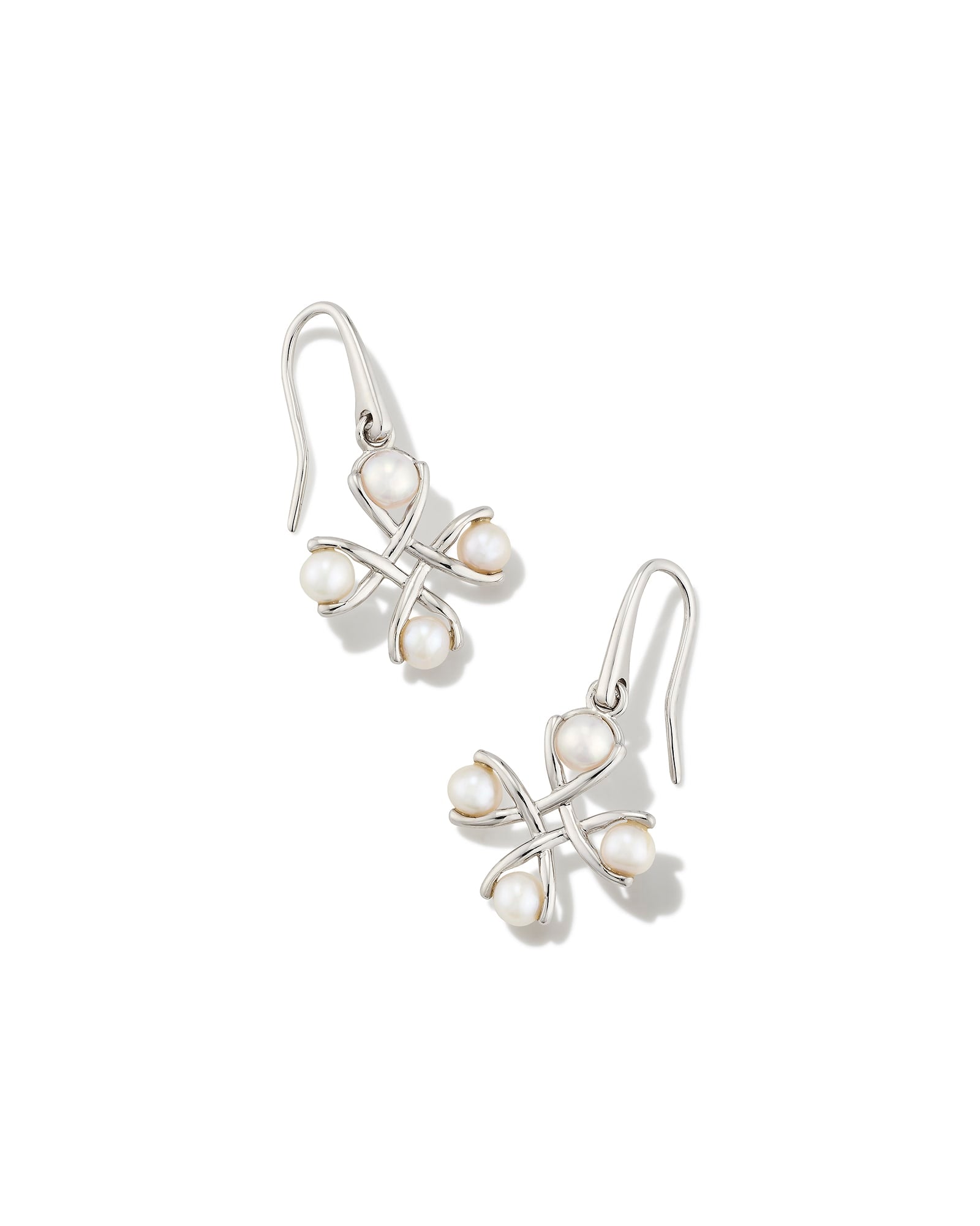 Kendra Scott  Everleigh Pearl Drop Earrings Silver White Pearl