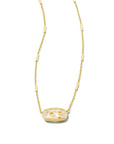 Kendra Scott Framed Elisa Short Pendant Necklace Gold White Mosiac Glass