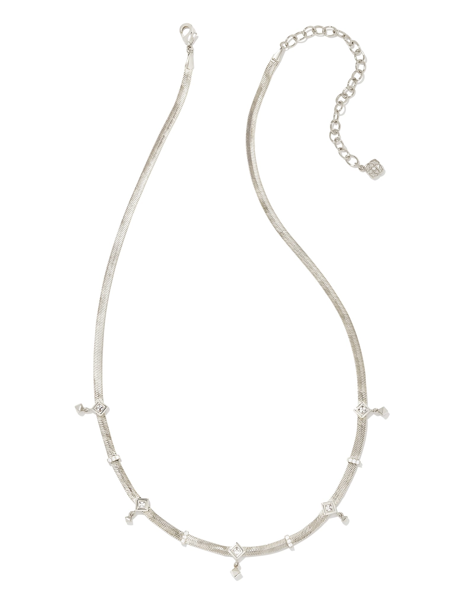 Kendra Scott  Gracie Chain Necklace Silver White Cubic Zirconia