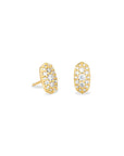 Kendra Scott Grayson Crystals Stud Earrings Gold Metal White