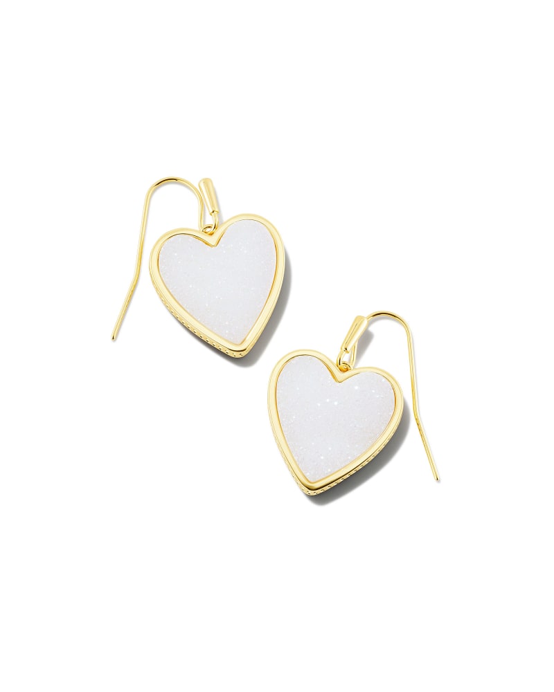 Kendra Scott Heart Drop Earrings - Gold Iridescent Drusy