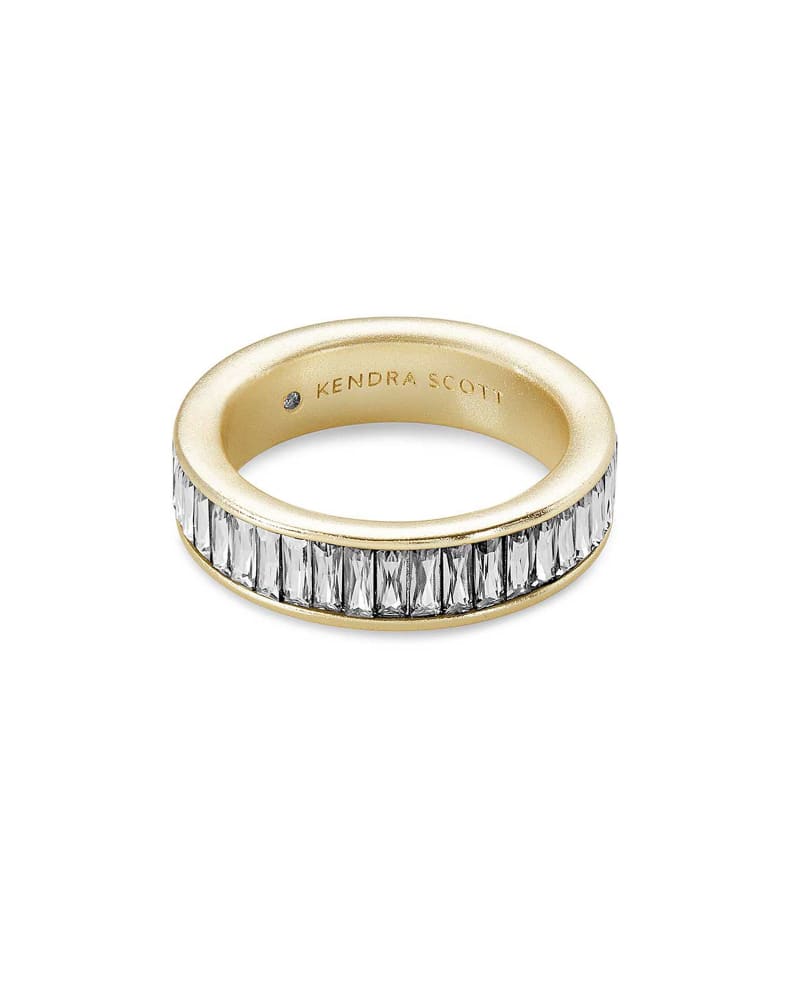 Kendra Scott Jack Band Ring Size 8 - Gold Clear Crystal