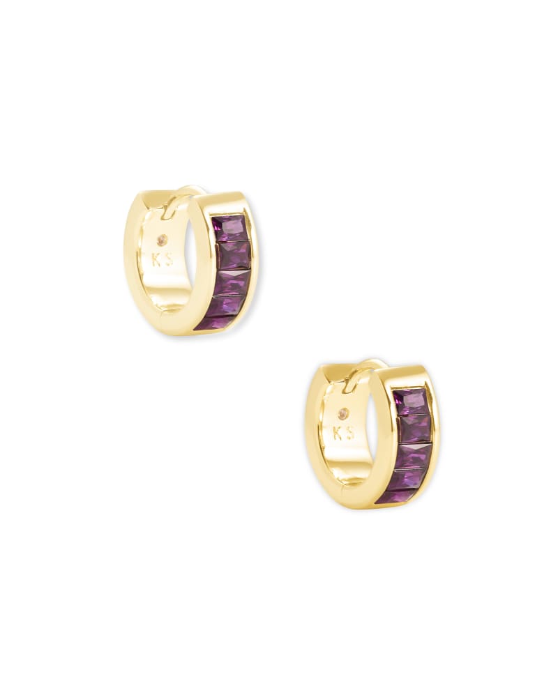 Kendra Scott Jack Huggie Earrings Gold Purple Crystal