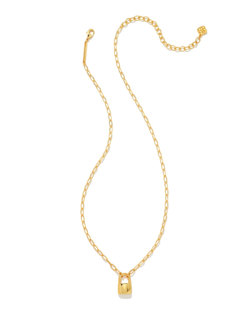 Kendra Scott Jess Small Lock And Chain Necklace - Gold Metal