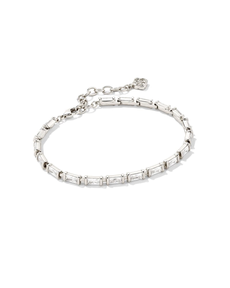 Kendra Scott Juliette Delicate Chain Bracelet Rhodium White Crystal