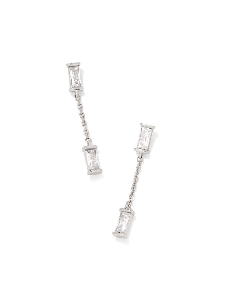 Kendra Scott Juliette Drop Earrings Rhodium White Crystal