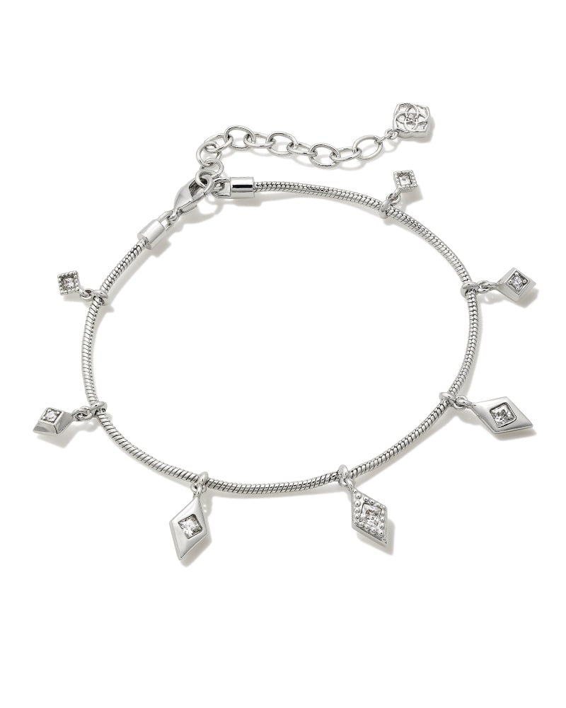 Kendra Scott Kinsley Delicate Chain Bracelet Silver White Cz