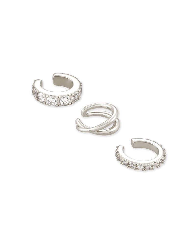 Kendra Scott Livy Earring Cuff Set Of 3 Rhodium Metal