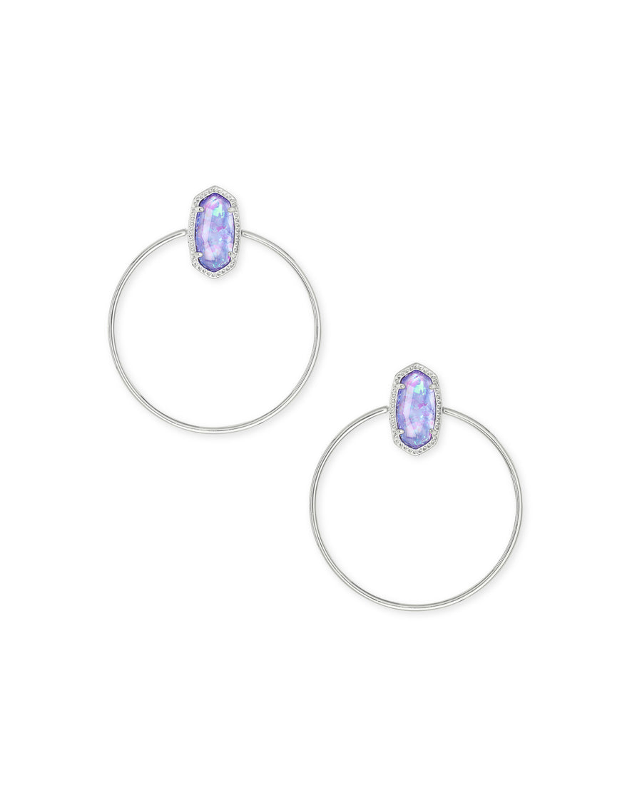 Kendra Scott Mayra Open Frame Earring - Rhodium Iridescent Lilac Illusion