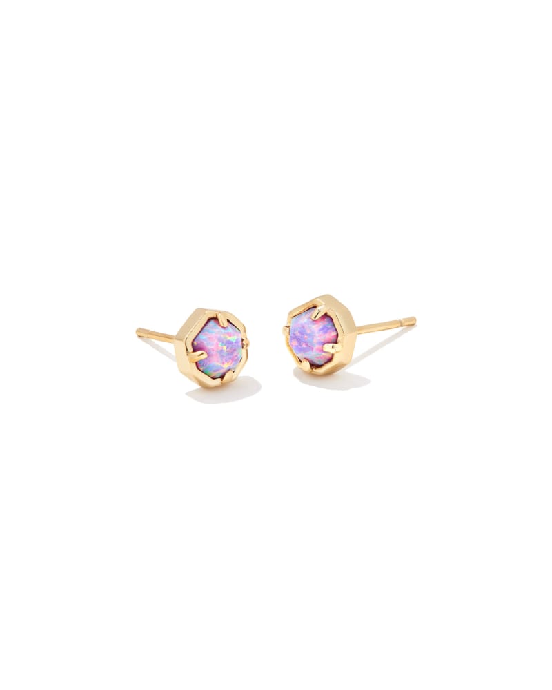 Kendra Scott Nola Stud Earrings - Gold Lavender Kyocera Opal