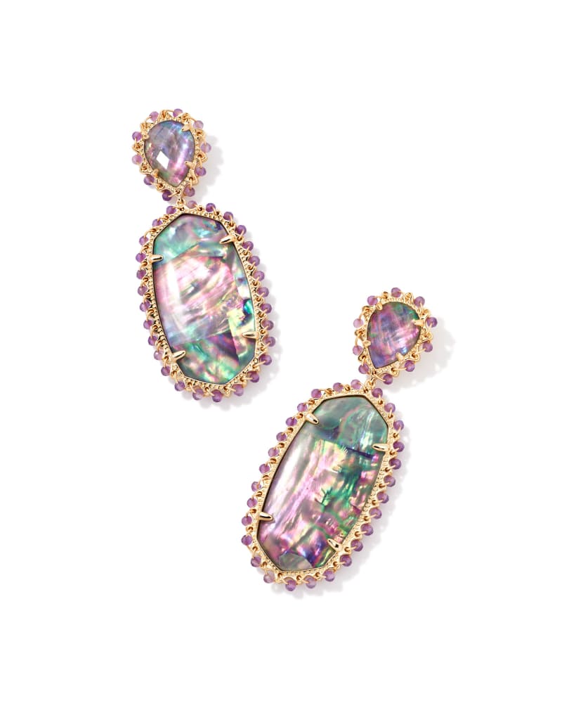 Kendra Scott Parsons Statement Earrings - Gold Lilac Abalone