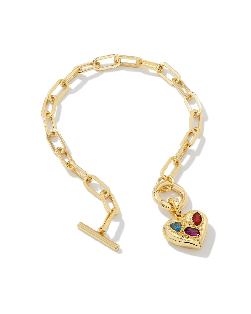 Kendra Scott Penny Heart Chain Bracelet Gold Multi Mix