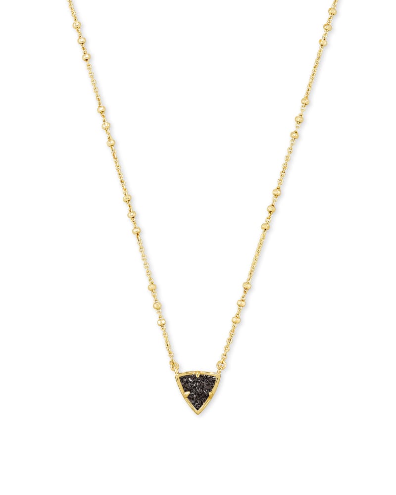 Kendra Scott Perry Short Pendant Necklace - Gold Black Drusy