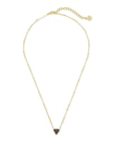 Kendra Scott Perry Short Pendant Necklace - Gold Black Drusy