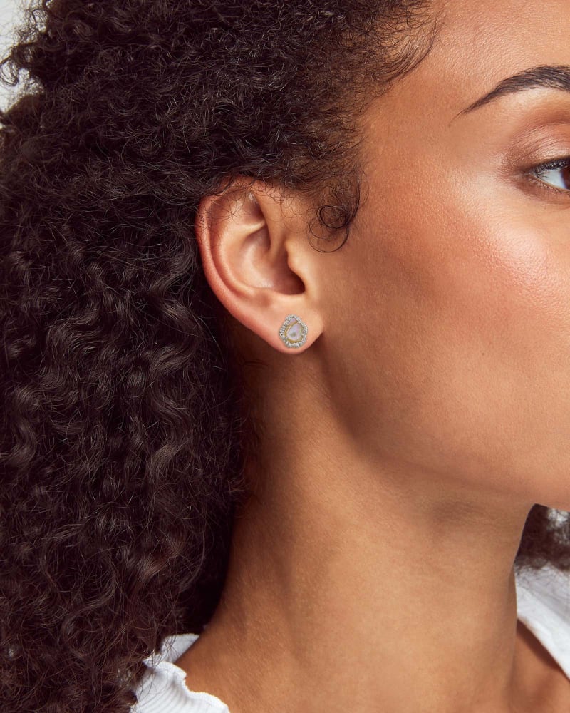 Kendra Scott Tessa Small Stud Earrings Rhodium Iridescent Abalone