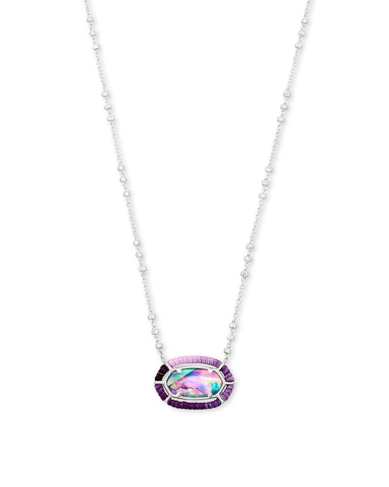Kendra Scott Threaded Elisa Pendant Necklace Bright Silver Lilac Abalone