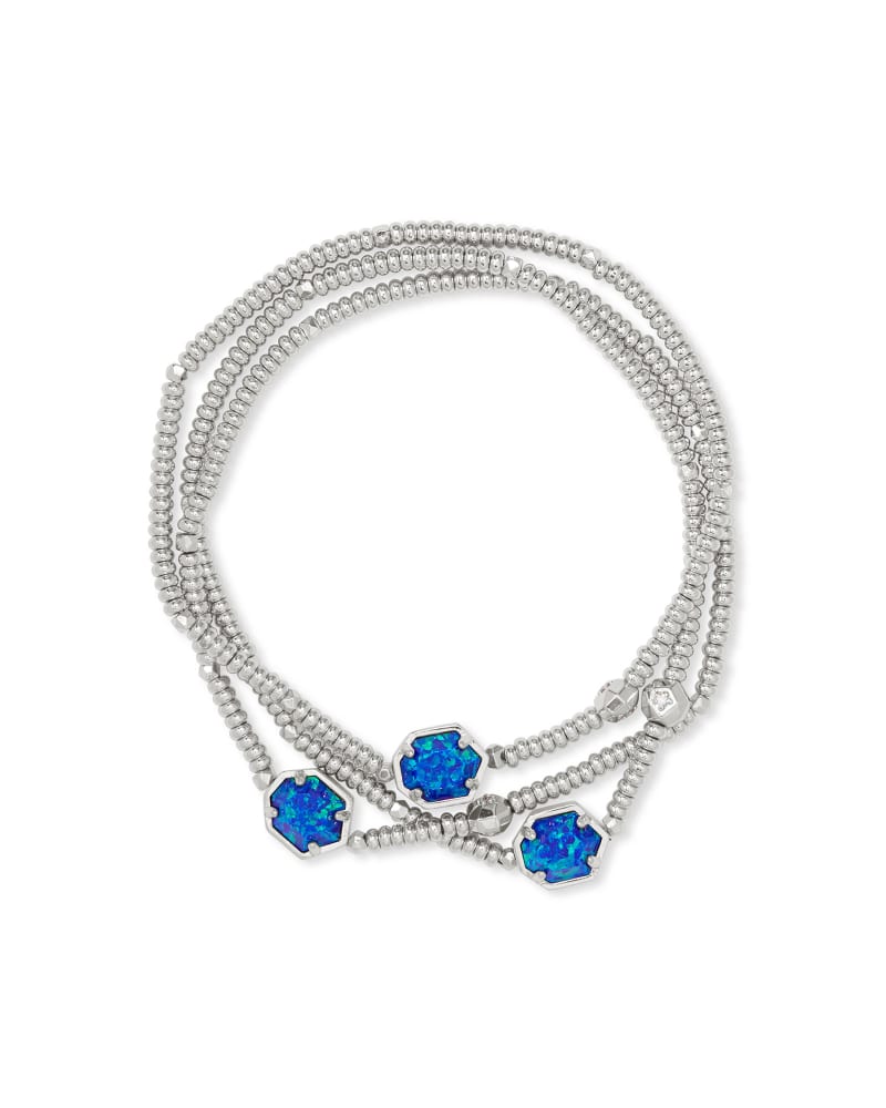 Kendra Scott Tomon Bracelet Set - Rhodium Royal Blue Opal