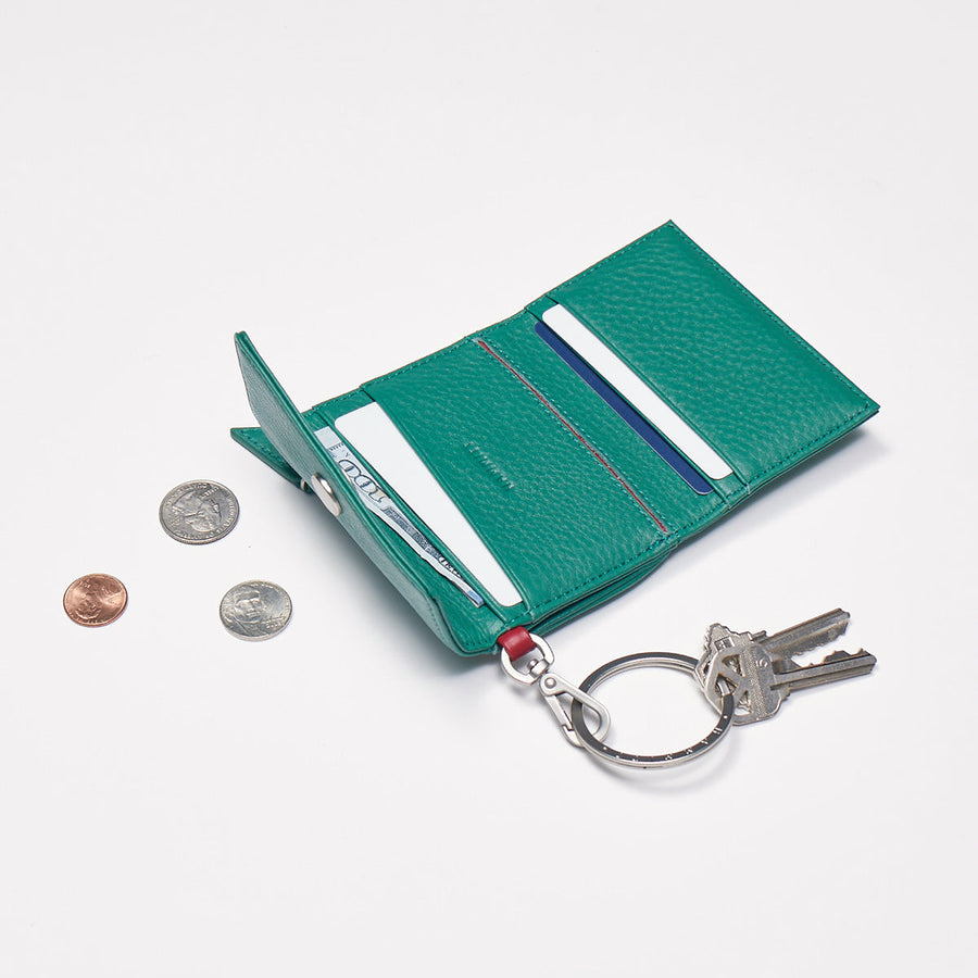 Royce Key Wallet - Verdant Green Brushed Silver