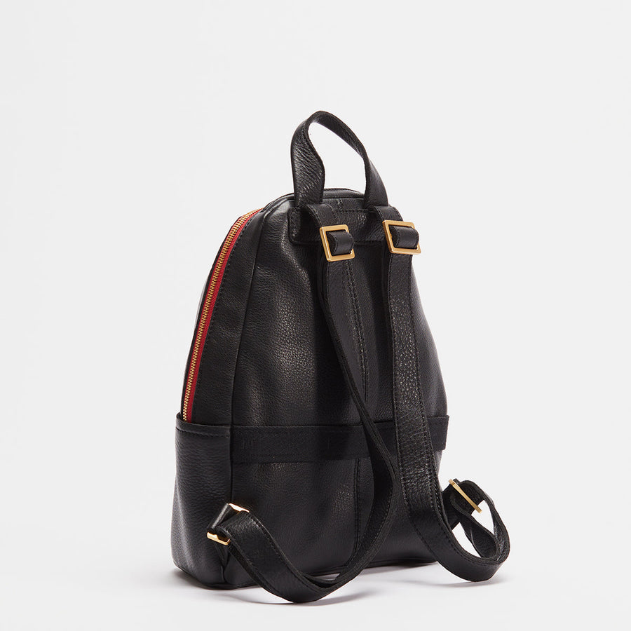 Hunter Medium Backpack - Black/Brushed Gold/Red Zip