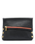 VIP Medium - Black with Brushed Gold Hardware and Red Zipper