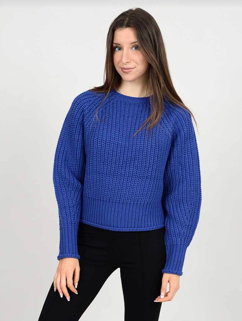 Long Raglan Sleeve Crew Neck Sweater