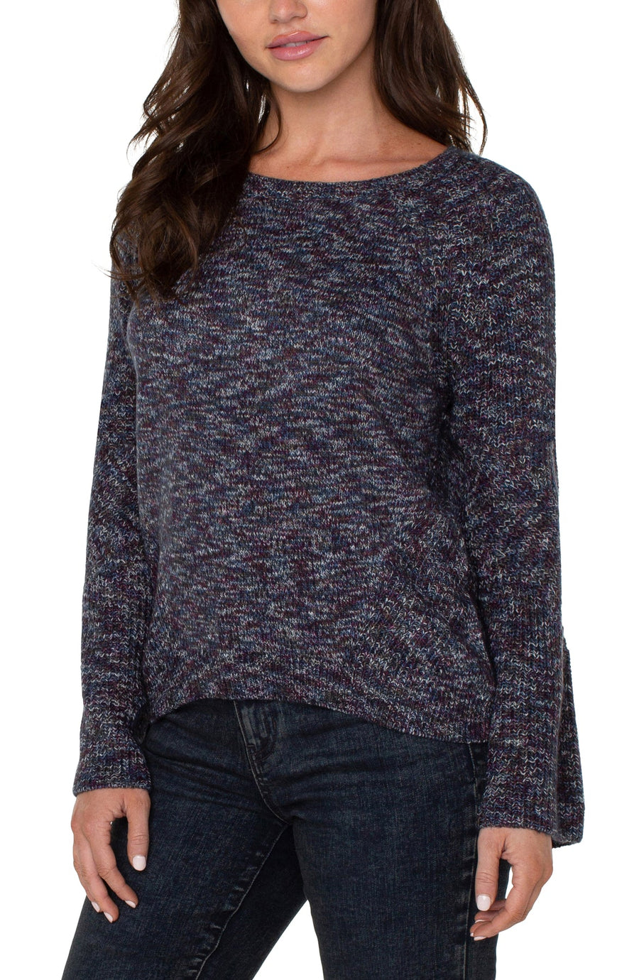 Long Sleeve Sweater W/Cable Stitch Sleeve Detail